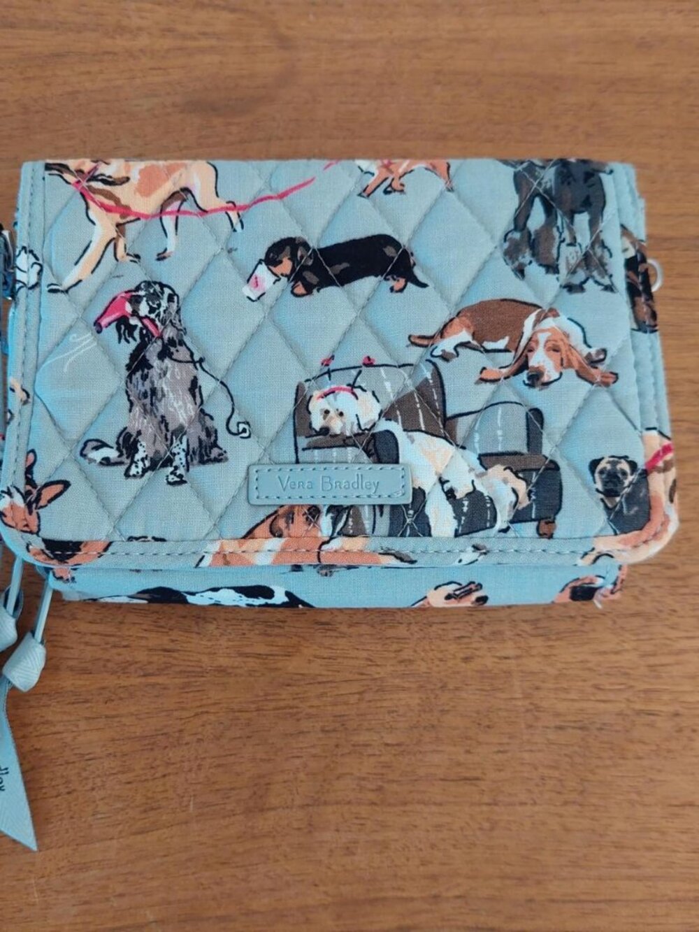 Vera Bradley gray quilted wallet with dog show best in show illustrations wallet